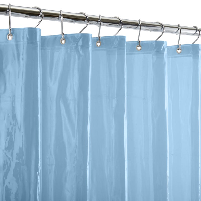 Bath Bliss PVC Heavy Weight Shower Curtain Liner | 4G | 70"x72" | Rust Resistant Copper Grommets | Magnetic Hem | Blue - Image 1